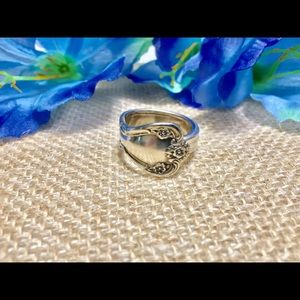 Vintage Sterling Silver Plate Ring Handmade Floral